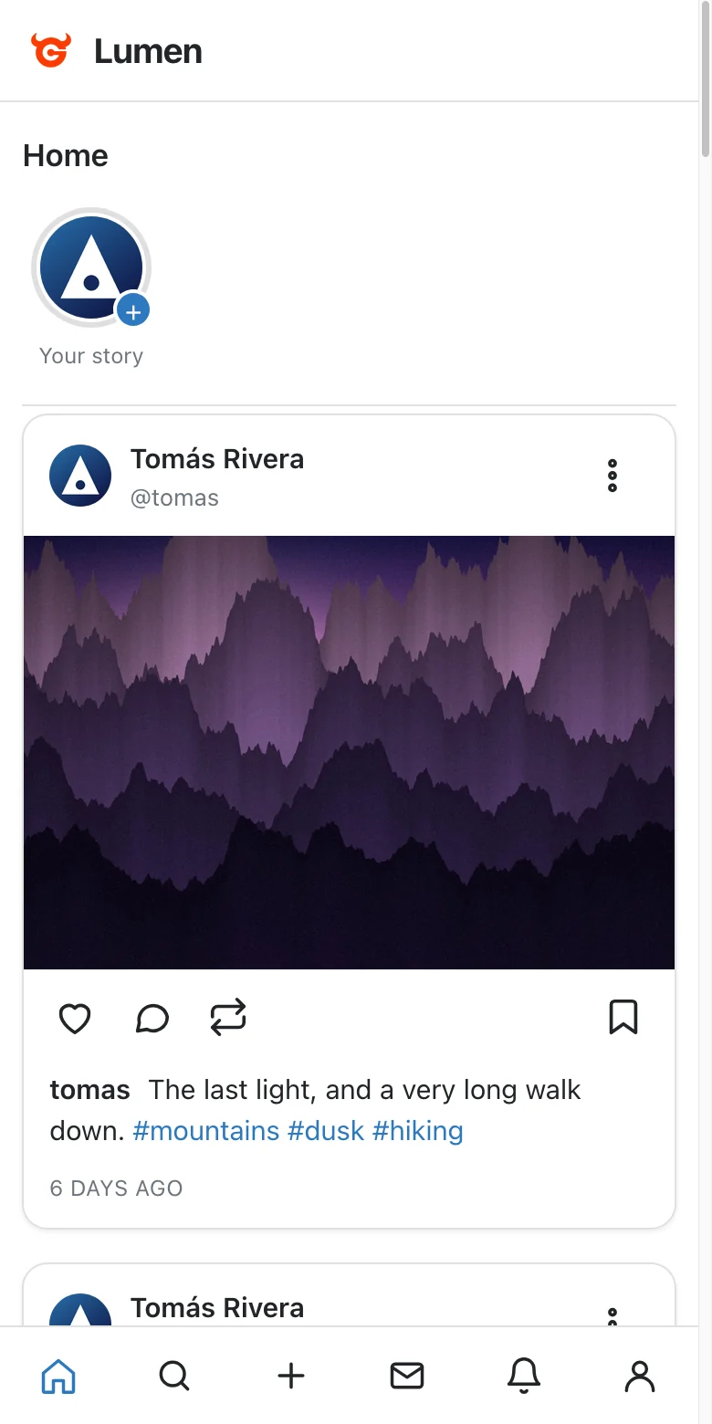 The home feed on a phone